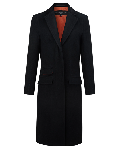 Women's Black Wool Cashmere Covert Overcoat