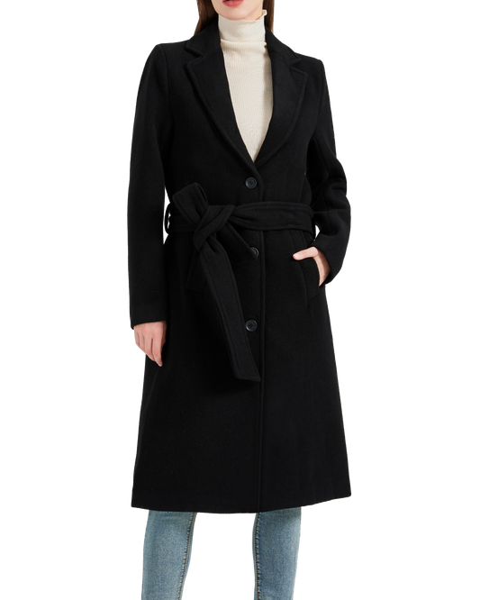 Women's Black Wool Cashmere Long Overcoat