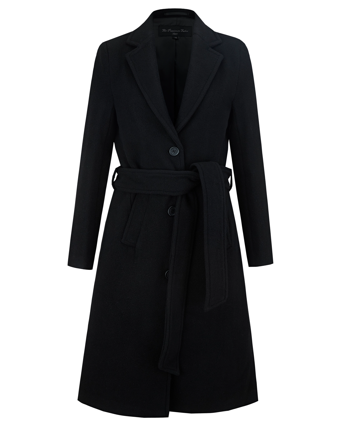 Women's Black Wool Cashmere Long Overcoat