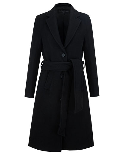 Women's Black Wool Cashmere Long Overcoat