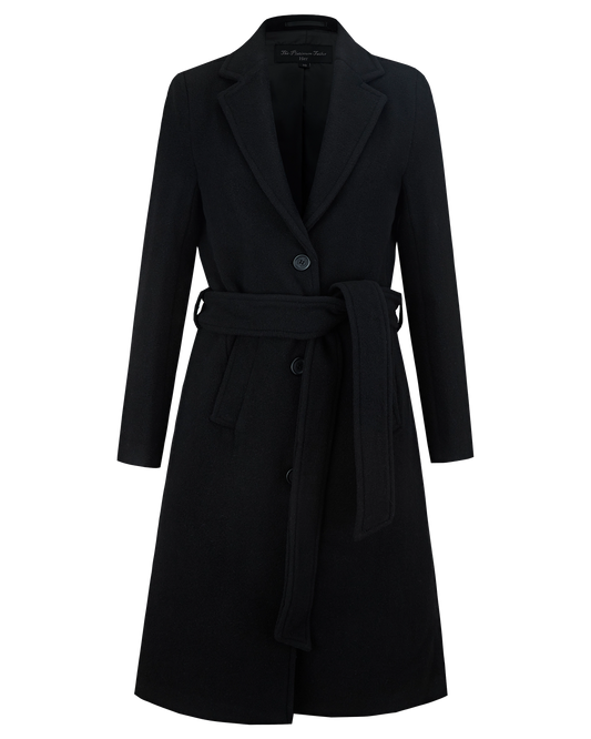Women's Black Wool Cashmere Long Overcoat