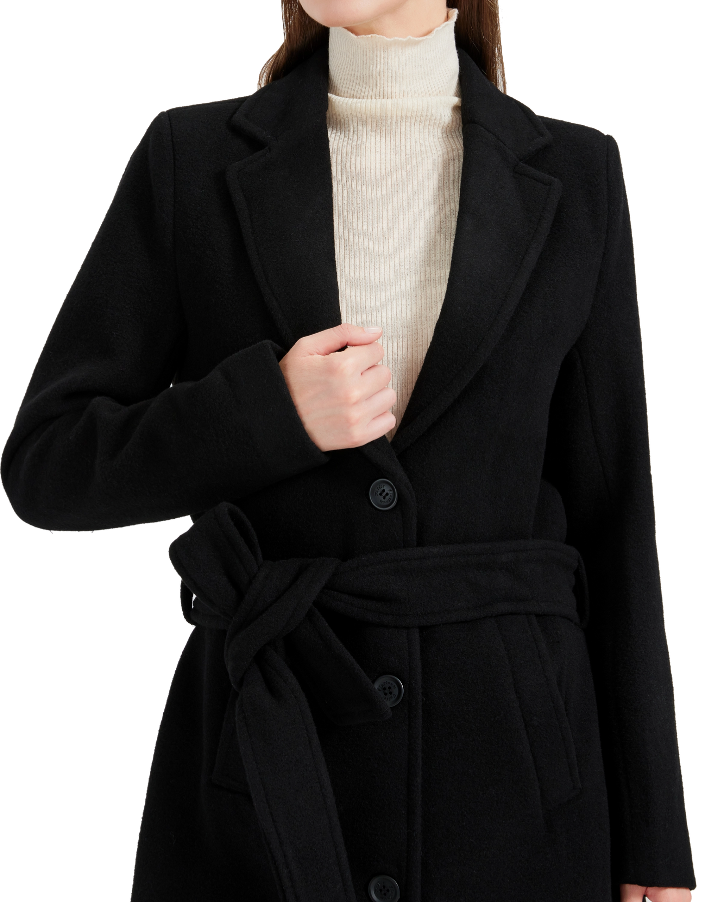 Women's Black Wool Cashmere Long Overcoat