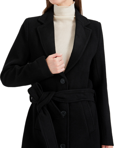 Women's Black Wool Cashmere Long Overcoat