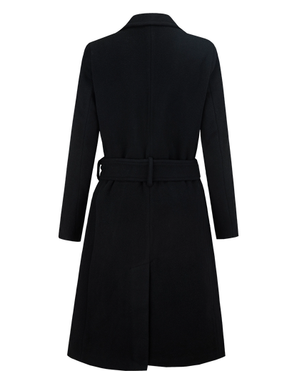Women's Black Wool Cashmere Long Overcoat