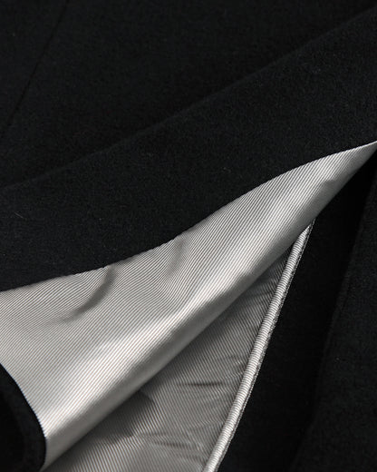 Black Double Breasted Wool Cashmere Overcoat - The Platinum Tailor