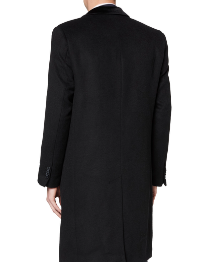Mens Black Double Breasted Wool Cashmere Overcoat Velvet – The Platinum ...