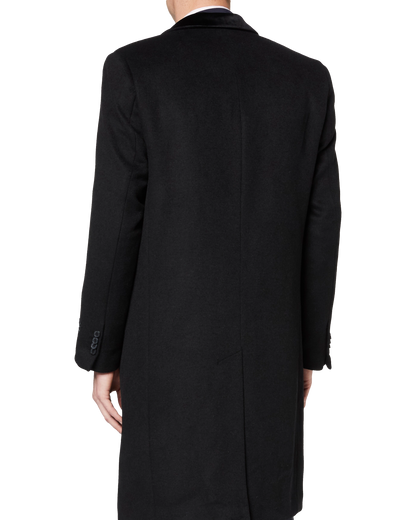 Black Double Breasted Wool Cashmere Overcoat - The Platinum Tailor