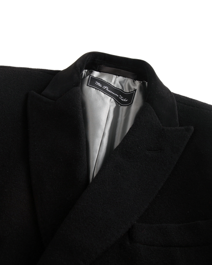 Black Double Breasted Wool Cashmere Overcoat