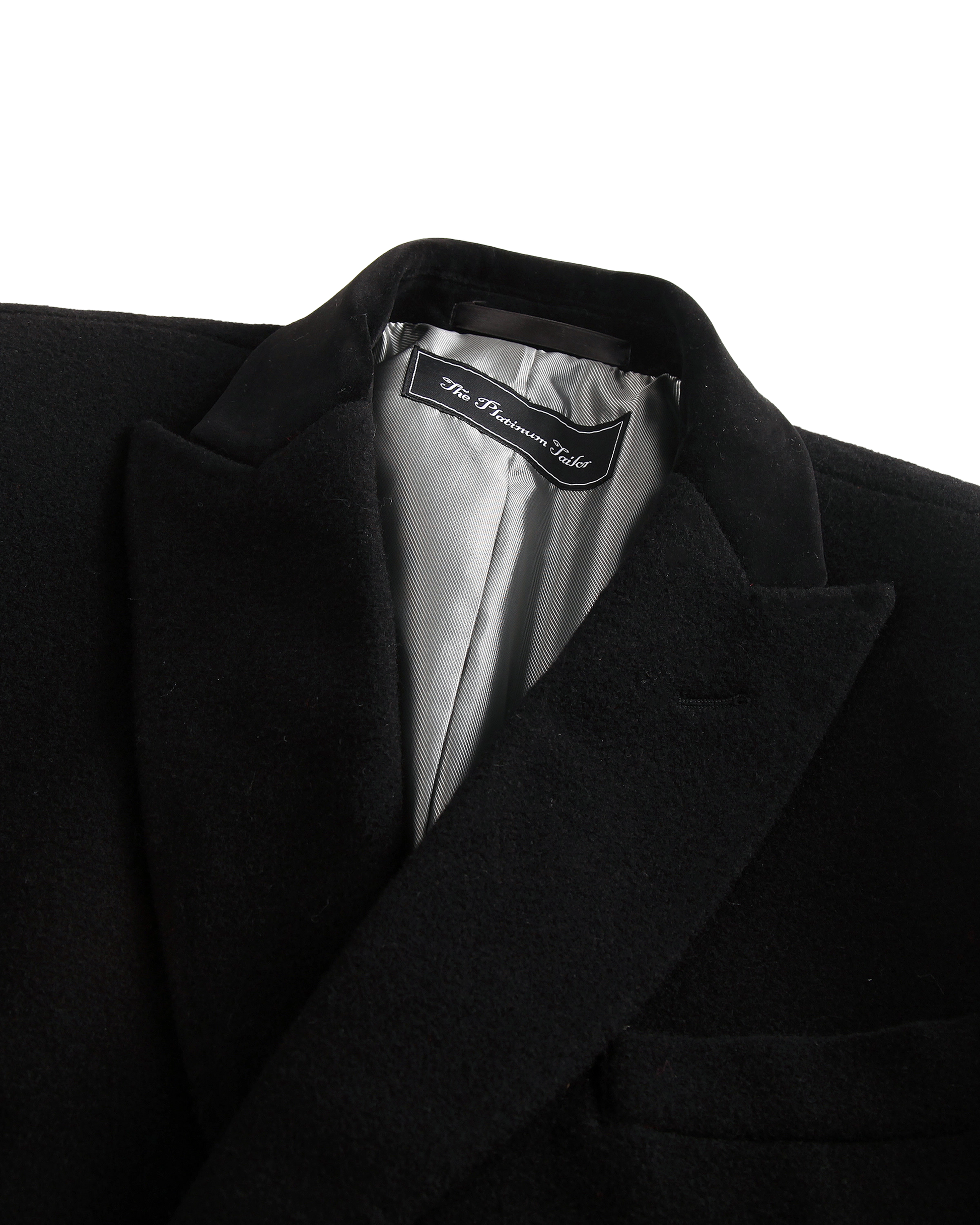 Black Double Breasted Wool Cashmere Overcoat - The Platinum Tailor