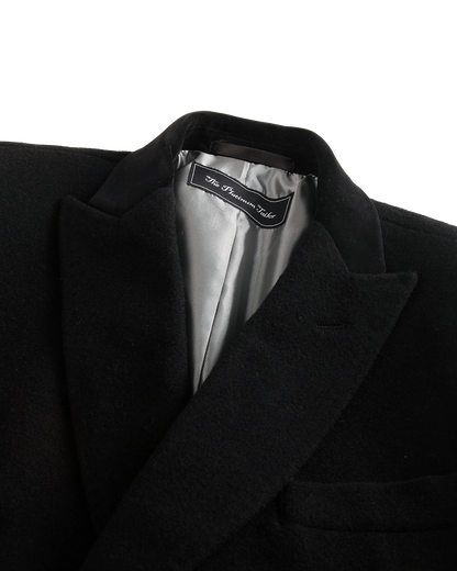 Black Double Breasted Wool Cashmere Overcoat - The Platinum Tailor