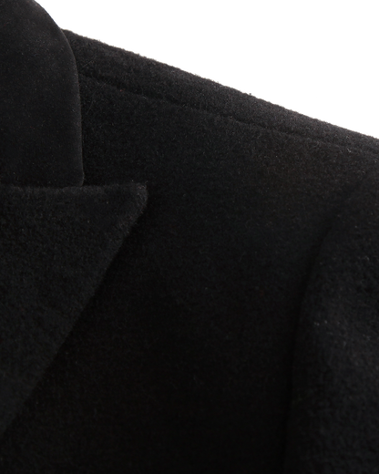 Black Double Breasted Wool Cashmere Overcoat - The Platinum Tailor
