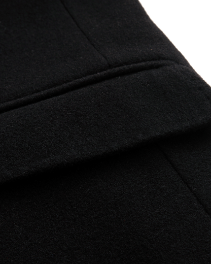 Black Double Breasted Wool Cashmere Overcoat - The Platinum Tailor