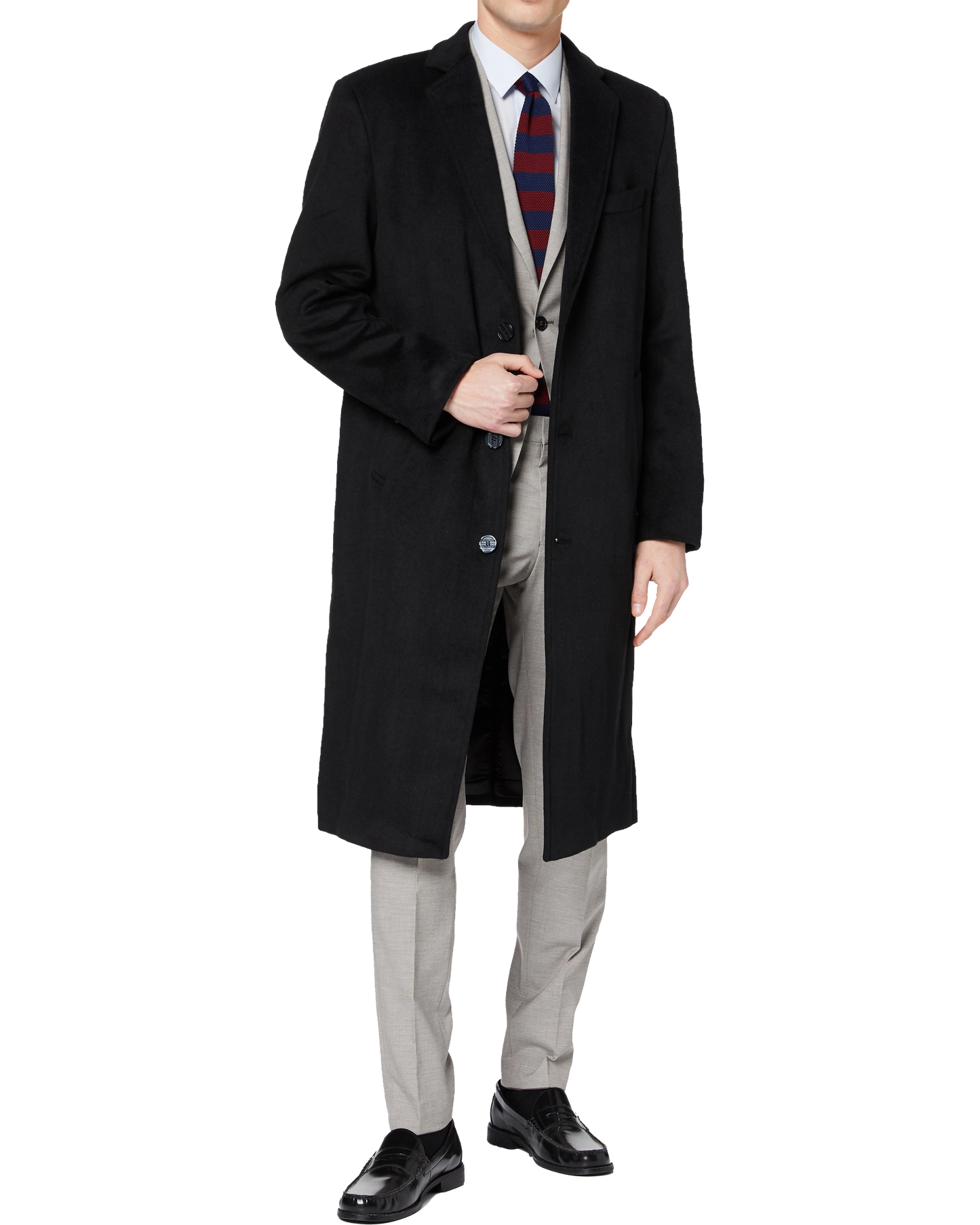 Langer Mantel aus schwarzem Wollkaschmir
