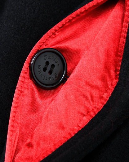 Mens Black Wool Cashmere Covert Overcoat With Velvet Collar – The ...