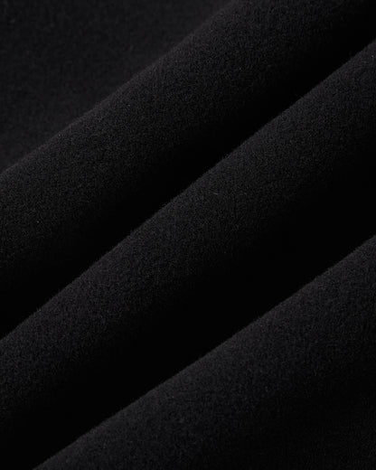 Mens Black Wool Polo Coat Double Breasted Peak Lapel Overcoat