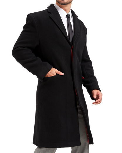 Black overcoat red lining new arrivals