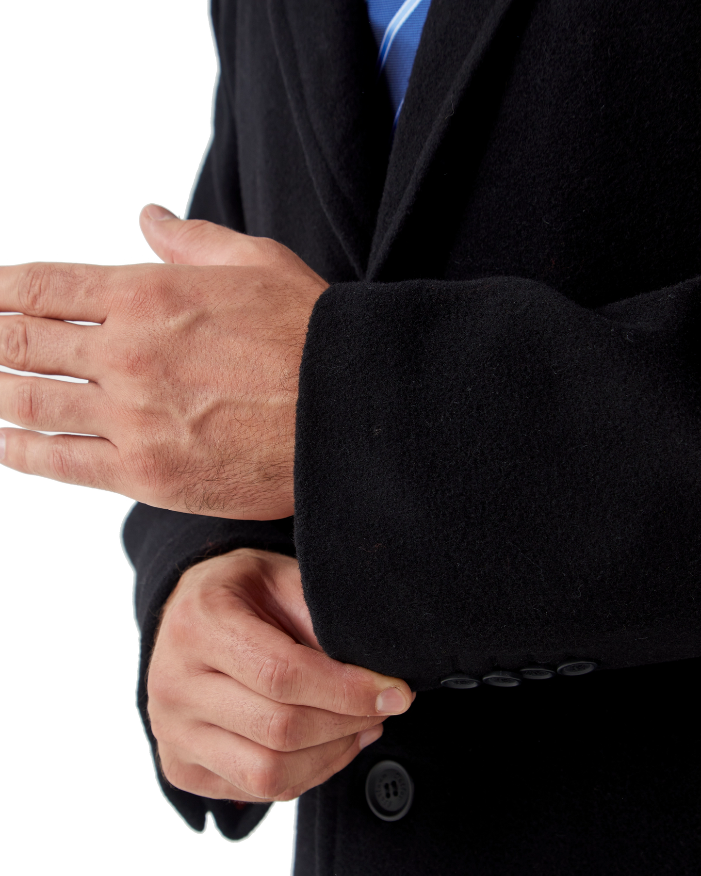 Black Wool Cashmere Long Overcoat With Red Lining