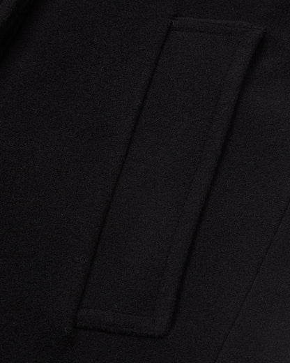 Womens Black Double Breasted Wool Overcoat
