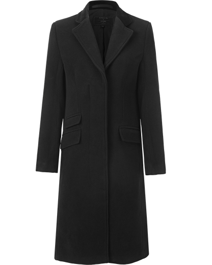Women's Black Wool Cashmere Covert Overcoat - Black Lining