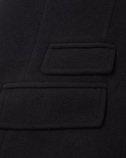 Women's Black Wool Cashmere Covert Overcoat - Black Lining