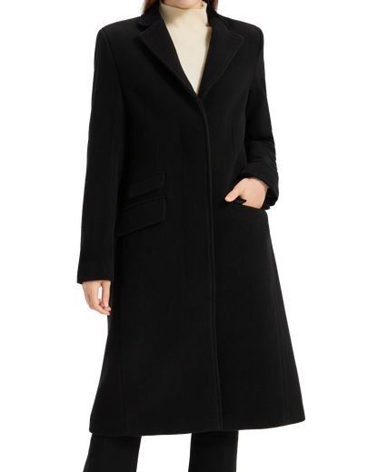 Women's Black Wool Cashmere Covert Overcoat - Black Lining