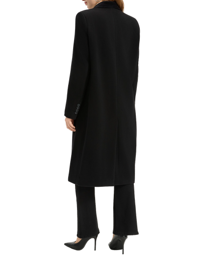 Women's Black Wool Cashmere Covert Overcoat - Black Lining