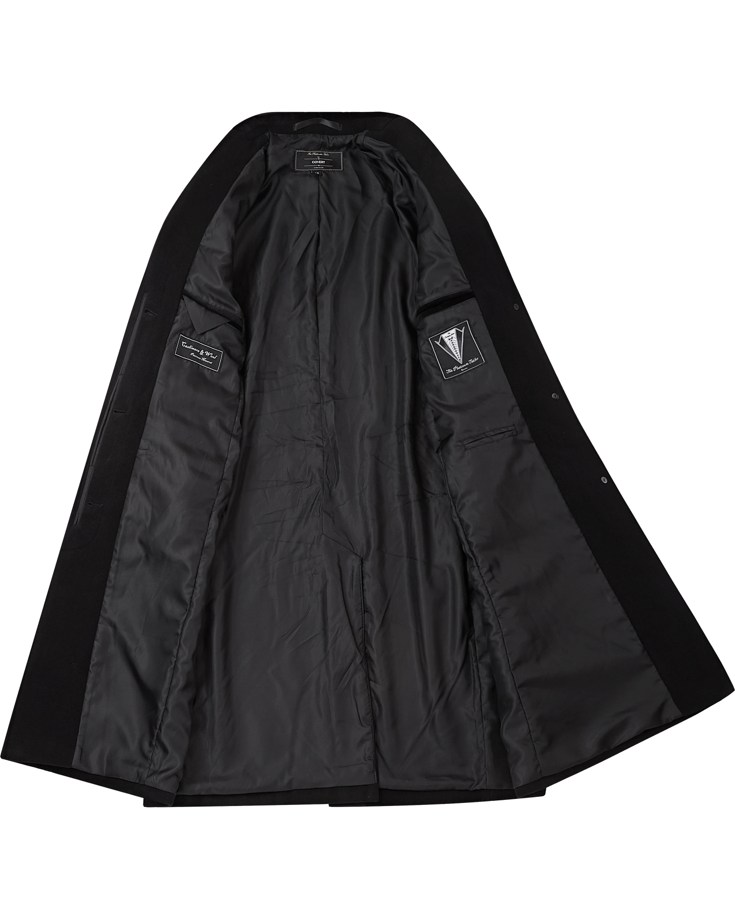 Women's Black Wool Cashmere Covert Overcoat - Black Lining