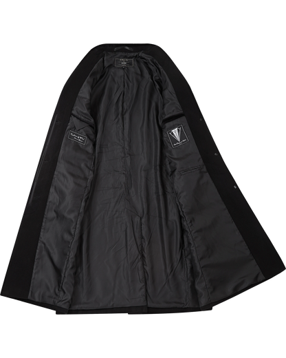 Women's Black Wool Cashmere Covert Overcoat - Black Lining