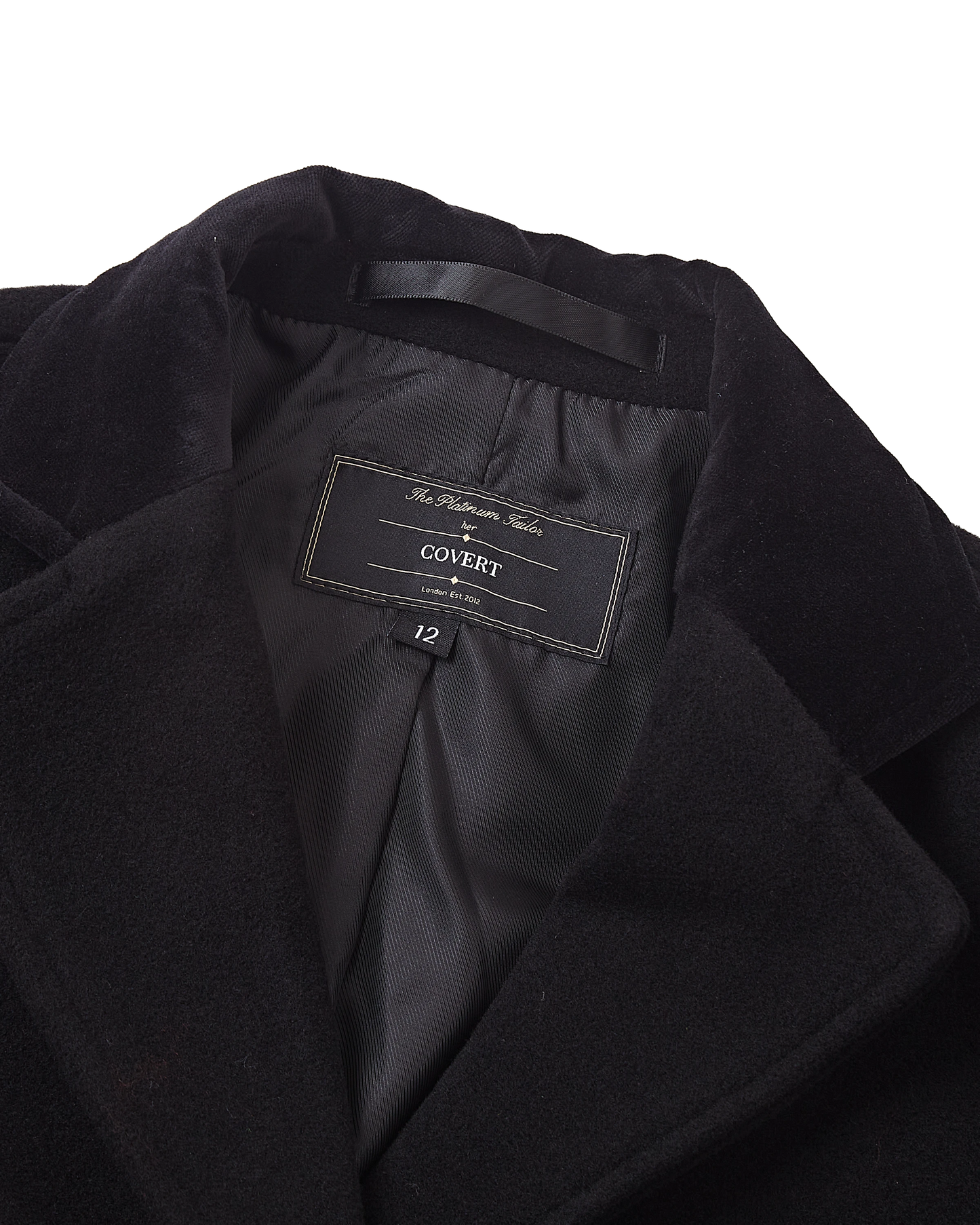 Women's Black Wool Cashmere Covert Overcoat - Black Lining