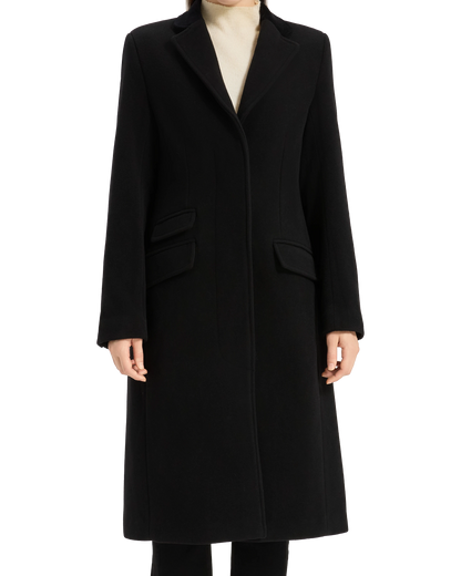 Women's Black Wool Cashmere Covert Overcoat - Black Lining