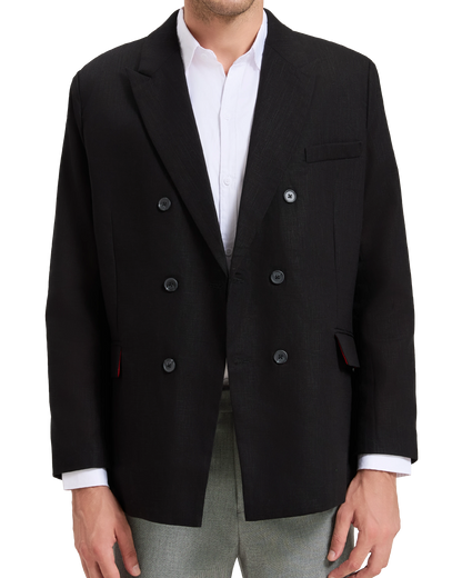 Men's Black Linen Double Breasted Blazer