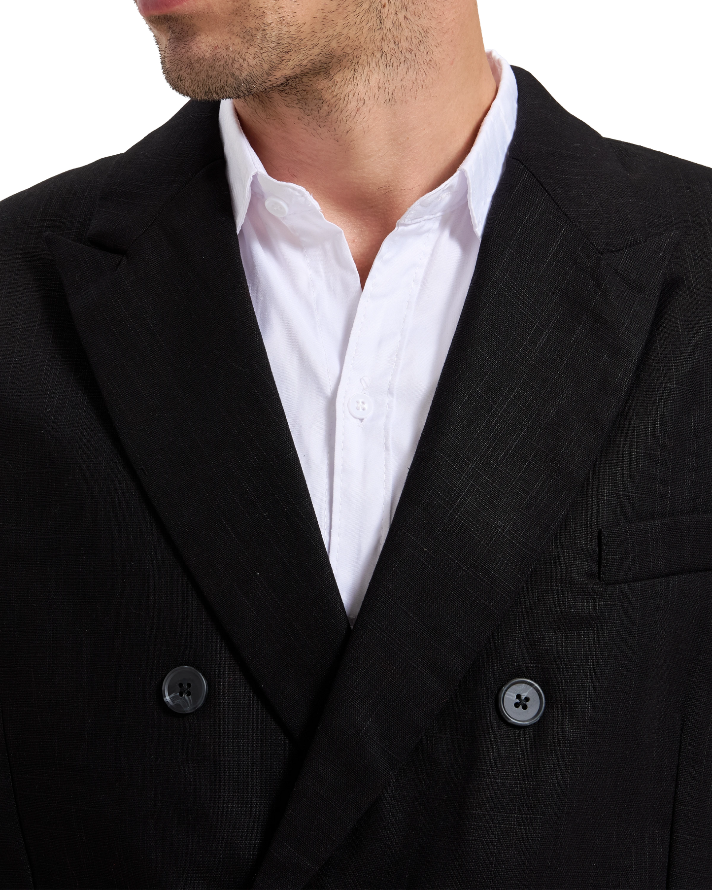 Men's Black Linen Double Breasted Blazer