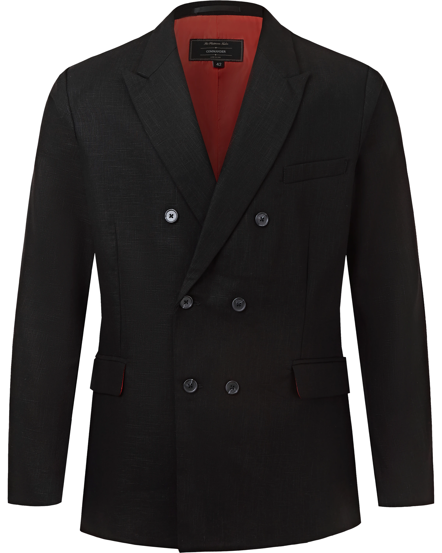 Men's Black Linen Double Breasted Blazer