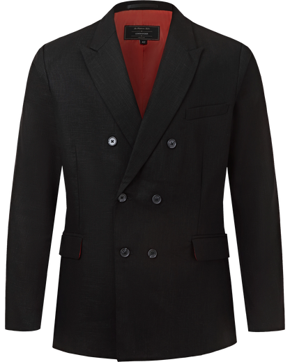 Men's Black Linen Double Breasted Blazer
