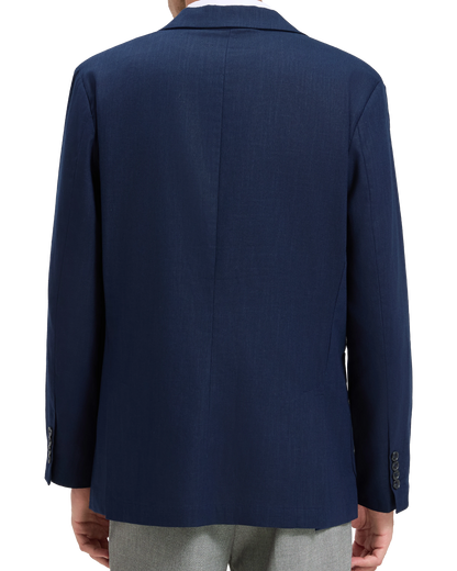 Men's Navy Linen Single Breasted Blazer
