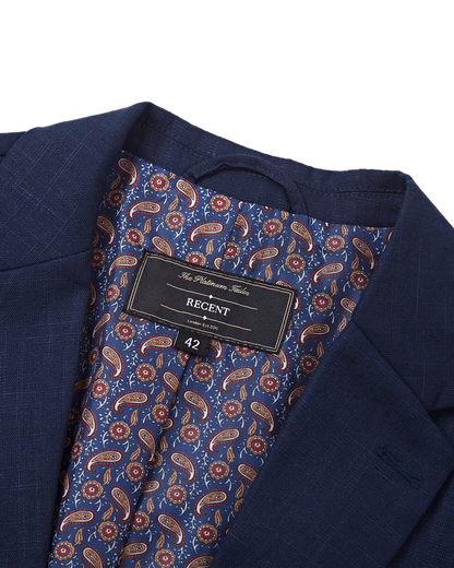 Men's Navy Linen Single Breasted Blazer