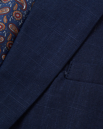 Men's Navy Linen Single Breasted Blazer