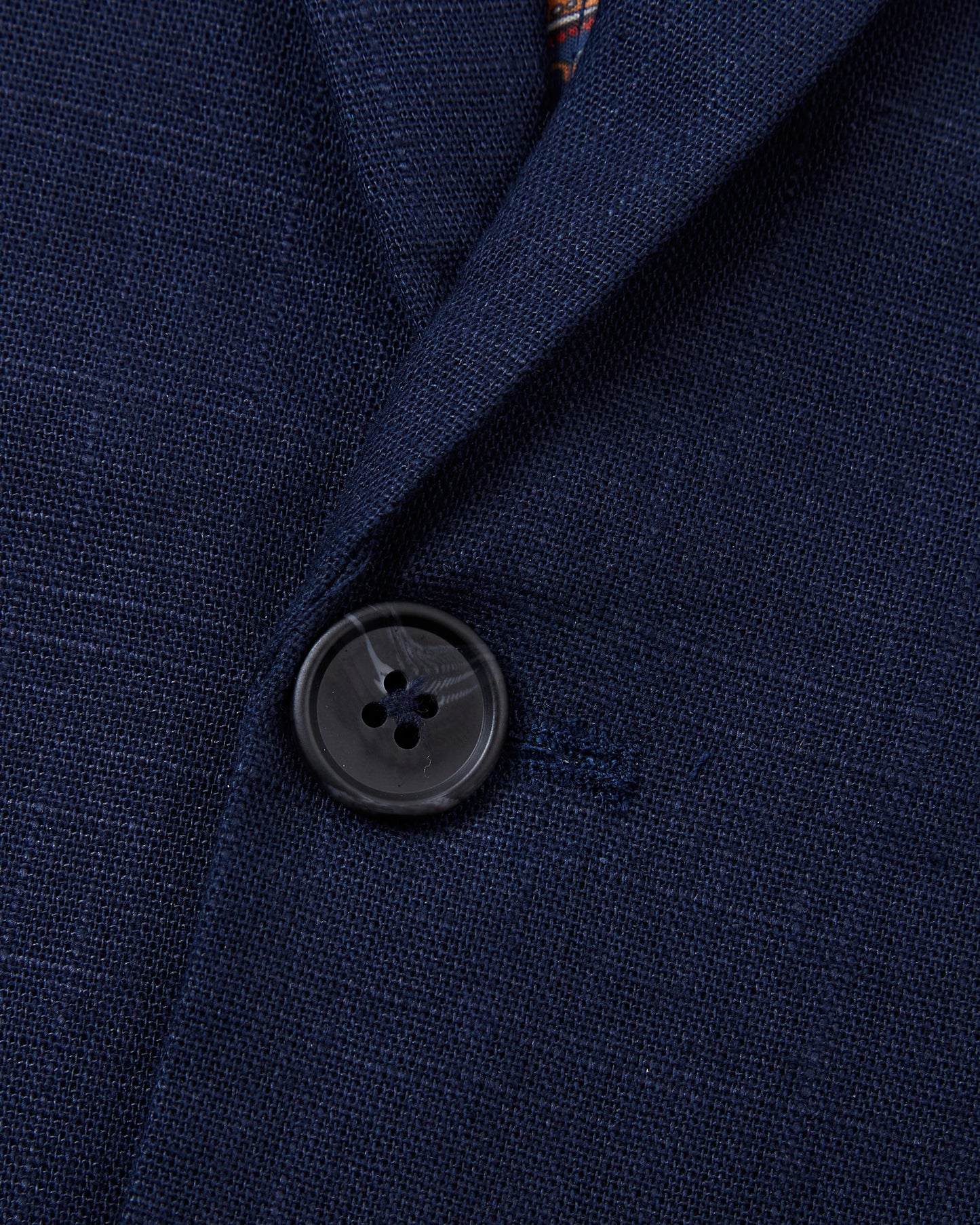 Men's Navy Linen Single Breasted Blazer