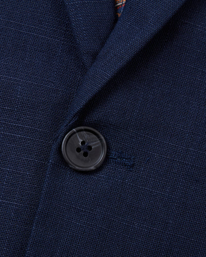 Men's Navy Linen Single Breasted Blazer