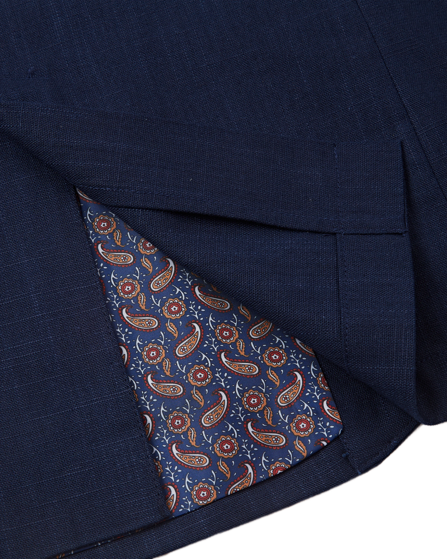 Men's Navy Linen Single Breasted Blazer