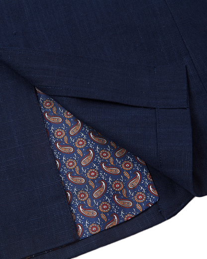 Men's Navy Linen Single Breasted Blazer