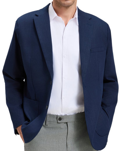 Men's Navy Linen Single Breasted Blazer