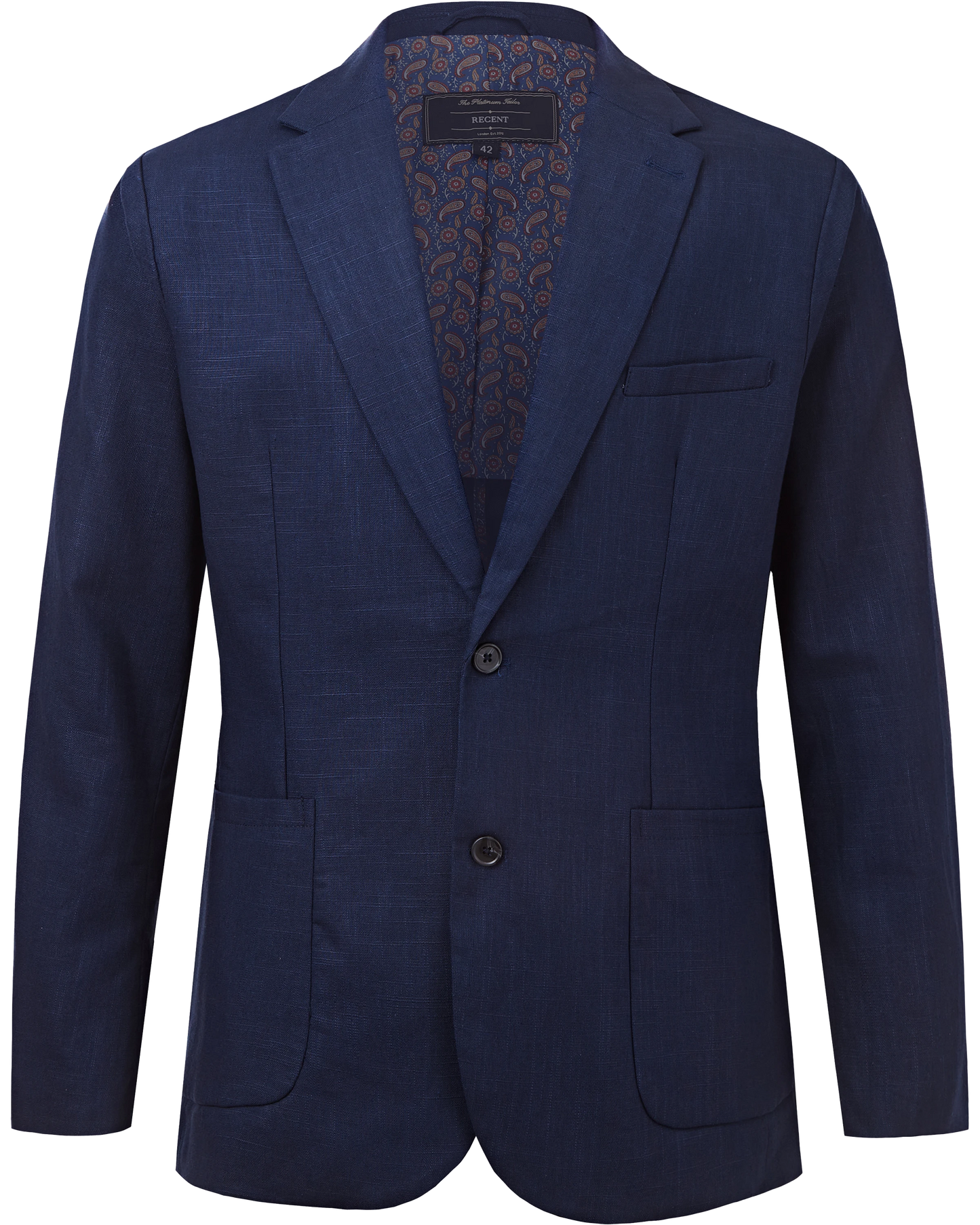Men's Navy Linen Single Breasted Blazer