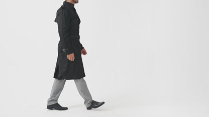 Traditional Black Double Breasted Trench Coat