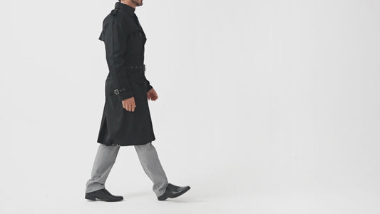 Traditional Black Double Breasted Trench Coat
