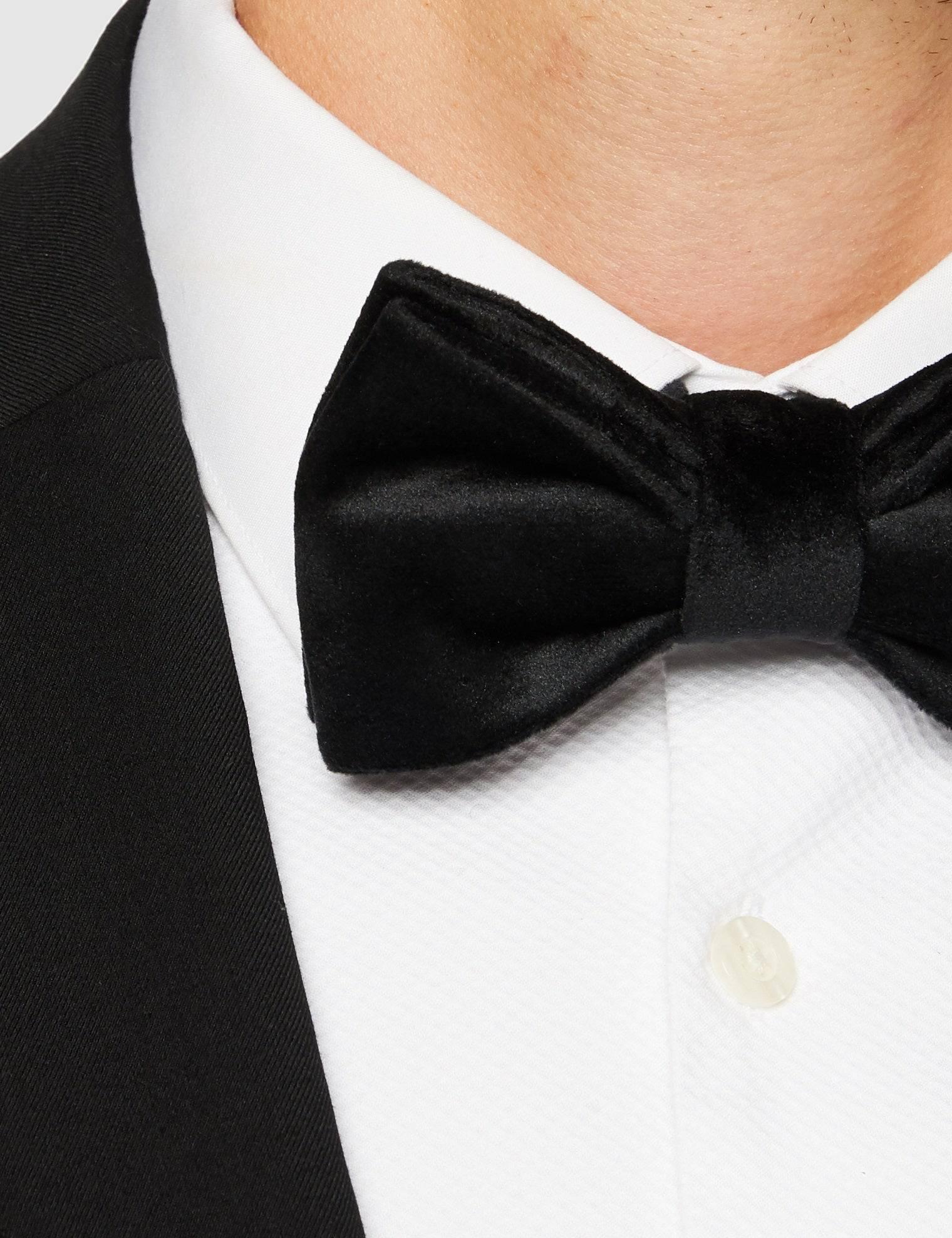Mens Black Formal Velvet Bow Tie Pre Tied - The Platinum Tailor